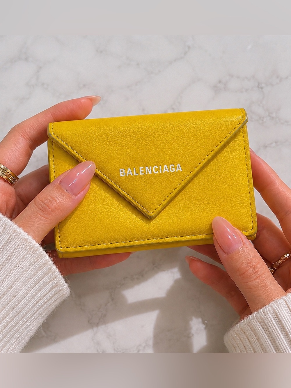 Balenciaga Yellow Leather Envelope Card Wallet